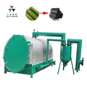 Horizontal Bio charcoal production commercial equipment Pyrolysis kiln furnace Machinery carbonized for the wood log bamboo