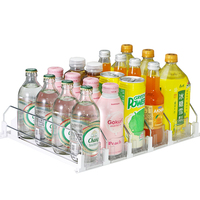 Organisateur de boissons pour réfrigérateur à ressort, présentoir pour bouteilles, étagère à soda, poussoir à glissière, plateau à roulettes, poussoir à boissons