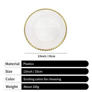 Reusable clear Plastic <b>Dinner</b> Plate <b>Tray</b> Equipment Beaded Rim Fancy Plates - Product Image 2