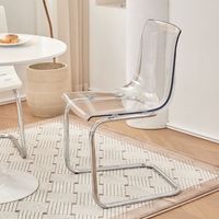 Chaise de salle à manger moderne en plastique PC transparent, empilable, courbée et profilée, gain de place, pour usage intérieur en restaurant et hôpital