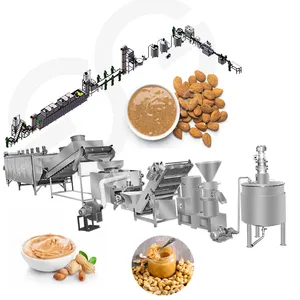 Línea automática de procesamiento de mantequilla de anacardo, máquina de molienda de nueces, molinillo de pasta de maní, procesador de mantequilla de nueces