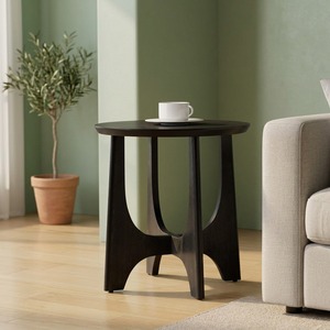 Tavolino Rotondo in MDF Nero da 25 Pollici per Camera da Letto, Soggiorno o Reception, Tavolo Versatile - Product Image 2