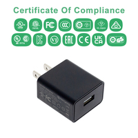   Adaptor Daya Bersertifikasi FCC 5V 1.5A 2 Amp, Pengisi Daya Dinding USB-C Output 5V 1A untuk Ponsel