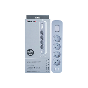 Enchufe de Corriente de Mesa Vomani con 3 Tomas, 230V, Enchufe de Seguridad ABS, Estándar Europeo, Conexión a Tierra, IP20, Cable de Extensión - Product Image 1