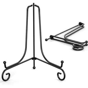 Plate Holder Easel Display Stand - 6 inch Metal Plate Stands for Display -  Tabletop Picture Stand - Black Iron Easels for Display Pictures | Photo