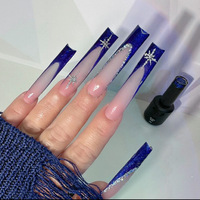 Faux Ongles en Acrylique Artificiel à Couverture Complète, avec Miroir Noir, Amovible, pour Halloween, 24 Pièces