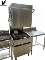 Mesin Pencuci Piring Tipe Hood Hemat Energi, Mesin Pencuci Piring Otomatis, Peralatan Pencuci Piring Industri untuk Kafe, Bar, Layanan Makanan, Dapur