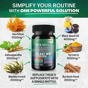 Nouveauté : Extrait de plantes d'algues marines et d'huile de graines noires pour la santé de la peau et des cheveux – Capsules d'algues marines et d'huile de graines noires pour adultes - Product Image 3