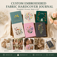 Carnet personnalisé en tissu de lin brodé, couverture rigide, A5/A6, 100 feuilles, reliure cousue, motif floral, cadeau