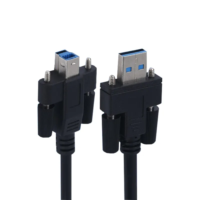 USB 3.0 케이블 초고속 A 수 형 B 수 나사 잠금 패널 USB 3.0 AM to BM 케이블