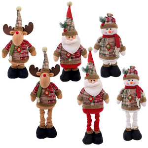 Adorno de Gnomo Navideño de Peluche, Muñecos de Papá Noel y Muñeco de Nieve con Piernas Extensibles, Adornos Retráctiles, Llavero de Navidad - Product Image 1
