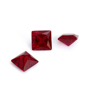 Synthetic Ruby Loose Stone Square Cut Pigeon Blood Red For Ring Making - Product Image 1