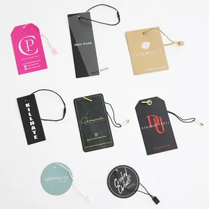 Etiquetas personalizadas de alta calidad para ropa, etiquetas de papel para colgar en la ropa, color negro