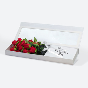 Stock <b>White</b> Clear Window Lid Shallow 60cm Cardboard Rose Flower Retail Packaging Gift <b>Box</b> - Product Image 3