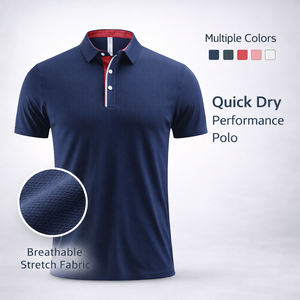 Men's Polo <b>Shirts</b> Custom Logo Breathable Quick Dry Moisture Wicking Anti-Wrinkle Polyester Spandex Golf Polo <b>Shirts</b> OEM - Product Image 1