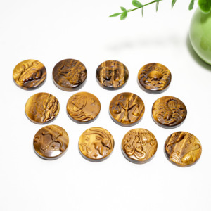 Venta al por Mayor de Tallados de Cristal de Alta Calidad con Signos del Zodiaco, Artesanía de Cristal, <span class=keywords><strong>Piedra</strong></span> de Ojo de Tigre, Doce Constelaciones, Regalos de Decoración para el Hogar - Product Image 3
