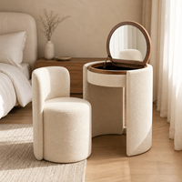 Ensembles de coiffeuses modernes en MDF avec miroir rabattable et chaise pour petits espaces, idéaux pour salle de bain et chambre à coucher (vente en gros)