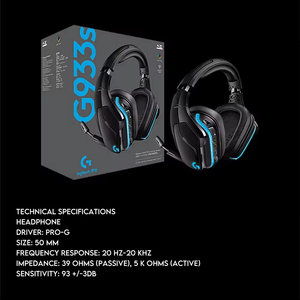 Casque de jeu sans fil Logitech G933S d'origine avec éclairage RGB LIGHTSYNC, son surround DTS, double mode sans fil, casque supra-auriculaire - Product Image 2
