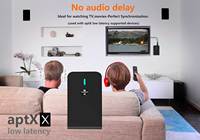 PIX-LINK Adaptador de audio inalámbrico 2 en 1 de 3,5mm Transmisor y receptor 2 en 1 con función ESTÉREO