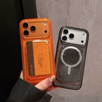 Étui de téléphone magnétique transparent à paillettes de haute qualité Senyork avec porte-cartes et pochette arrière pour iPhone 17 Air 16 Pro Max