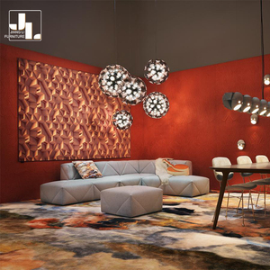Stile moderno Villa soggiorno a forma di L divano Set Hotel lusso legno struttura in tessuto divano imbottito mobili - Product Image 5