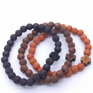 Cross Border Ecommerce Imitation Wood Rose Bead <b>Bracelet</b> Coffee Black Yellow 5.5g Jewelry Gift Fashion <b>Beaded</b> <b>Bracelets</b> - Product Image 3