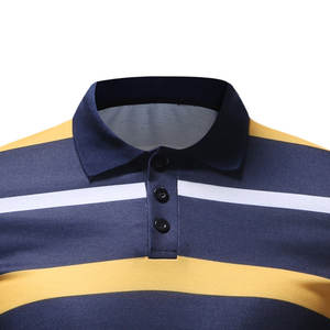 เสื้อแขนสั้นของผู้ชายผ้าคอตตอนระบายอากาศเสื้อลายทางปักโลโก้ได้ตามต้องการ - Product Image 3