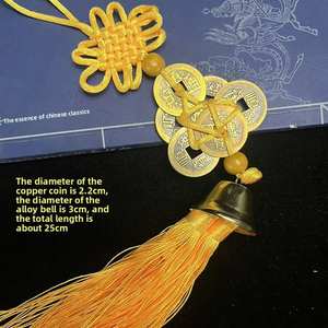 Figura de Moneda de los Cinco Emperadores con Nudo Chino, de Latón, Forma Hexagonal/Octogonal, Semielaborada, Adornos de Borlas Bicolor, Primavera - Product Image 2