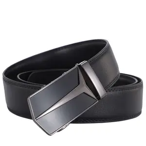 Wholesale Men's Leather Belt with Automatic Sliding Gear Durable 3.5cm Width Casual Design and Alloy Buckle