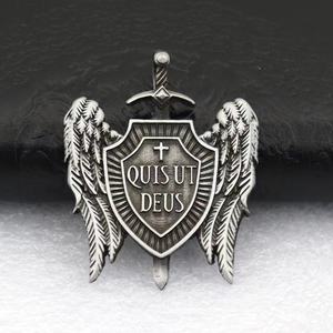 Ciondolo Gotico Cristiano QUIS UT <span class=keywords><strong>DEUS</strong></span>, Distintivo Vintage dell'Arcangelo Michele, Accessori Decorativi per Gioielli, Vendita all'Ingrosso - Product Image 1