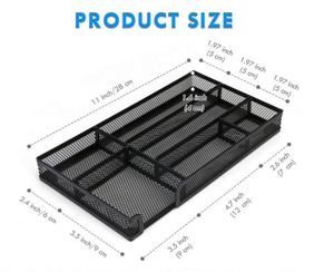 Desk Drawer Organizer <b>Metal</b> Mesh Drawer Organizer Tray for Office School or Home Supplies Desktop Storage Stationery - Product Image 2