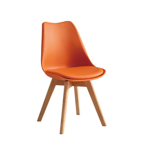 Muebles modernos de diseño plástico nuevo estilo de madera tulipán grueso patas de madera silla irrompible asiento de silla de plástico para comedor - Product Image 6