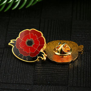 เข็มกลัดโลหะสังกะสีเคลือบสีทองพิมพ์ลายดอกไม้2สีสำหรับเสื้อผ้าหรือกระเป๋า - Product Image 3