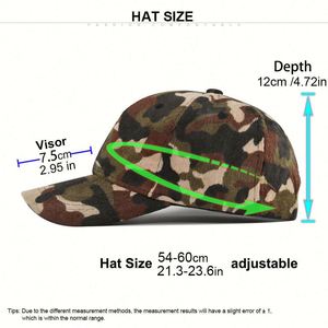 Casquette de baseball sportive en velours côtelé respirant à visière incurvée, couleur camouflage, idéale pour le printemps, l'automne et l'hiver – Meilleure vente - Product Image 2