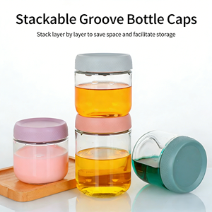 Frascos de Vidrio Apilables Ecológicos Clásicos de 10 oz (300 ml) <span class=keywords><strong>con</strong></span> Tapas Herméticas para Almacenamiento en la Cocina, Granos de Café, Avena, Nueces, <span class=keywords><strong>Miel</strong></span> - Product Image 5