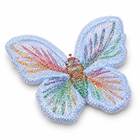 Patch brodé papillon irisé, applique colorée monocouche pour vêtements, sacs, chapeaux, jeans, décoration de loisirs créatifs à coudre.