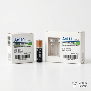Elite <b>Secure</b>-Dual 2-Vial Peptide Folding <b>Box</b> Double Silver VOID Seals Matte Ivory Cardboard Packaging for 2ml 3ml Research Vials - Product Image 1