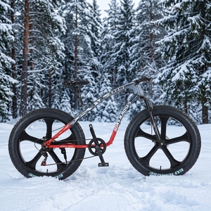 Vélo à neige tout-terrain d'hiver, modèle Brave Man, vélo à neige à pneus larges, cadre en acier au carbone, vélo à neige tout-terrain pour adultes, pour la conduite sur terrain enneigé - Product Image 1