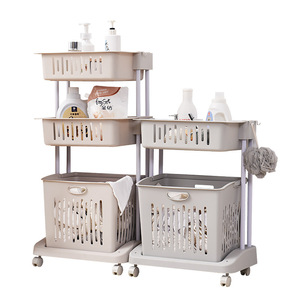 Laundry Basket Organizer With Wheels For Bathroom And Toilet Storage Rectangle PP Material Standing Type - Product Image 5