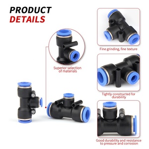 가스 파이프 커넥터 퀵 인서트 퀵 커넥터 Pu 스트레이트 Pv 벤트 페그 티 감소 직경 Py 공압 커넥터 - Product Image 3