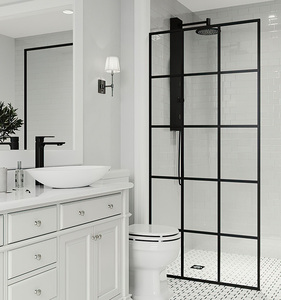 Pared divisoria de vidrio interno Perfil de aluminio Sala de estudio Divisor de <span class=keywords><strong>ducha</strong></span> Pantalla fijo de vidrio templado de 10mm Ventana interior del hogar - Product Image 3