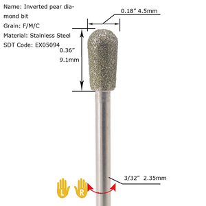 Punte per trapano diamantate per pedicure a forma di pera invertite fresa per podologia per lucidare la pelle morta - Product Image 2