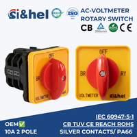 Saklar Cam Pemilih Tegangan Si&hel 10A 3 Fasa 660V 4 Posisi 0-RY-YB-BR Saklar Pengalih Voltmeter untuk Panel Instrumen Meter