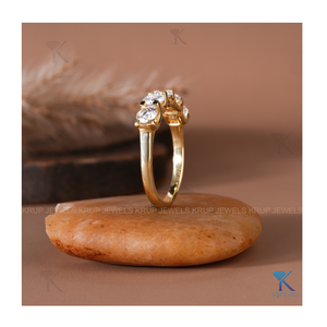 Platinum Five Stone Diamond <b>Ring</b> with Round Cut Diamonds <b>Dainty</b> Elegant Stackable <b>Ring</b> for Women Wedding or Anniversary Jewelry - Product Image 4