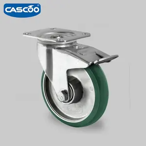 CASCOO 125ミリメートルSwivel With Total Brake Aluminium High Elastic Polyurethane CastorためIndustrial Logistic Trolley