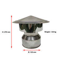 5 "métal couleur acier inoxydable Double paroi torsion serrure cheminée tuyau bouclier toit pluie bouchon/toit cheminée bouchon