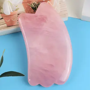 Fai da te naturale massaggiatore viso Gua Sha raschietto doppio teste di giada pietra cura della pelle di quarzo rosa massaggio per il corpo del viso