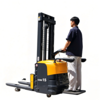 Gerbeur électrique autoporté homologué CE de 1,5 tonne, hauteur de levage de 1,6 mètre, gerbeur à palettes électrique, mini chariot élévateur, gerbeur d'entrepôt