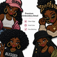 Parches Bordados Personalizados de Moda con Diseño de Chica Negra para Sombreros, Bolsos y Chaquetas, Set de Insignias de Personajes Mágicos de Tendencia para Venta al por Menor y Marca
