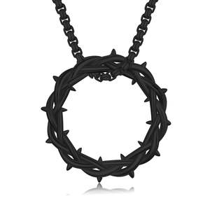 Plata <span class=keywords><strong>de</strong></span> Ley 925, corona <span class=keywords><strong>de</strong></span> espinas chapada en negro, Jesucristo, joyería cristiana, colgante católico, collar <span class=keywords><strong>de</strong></span> joyería - Product Image 1